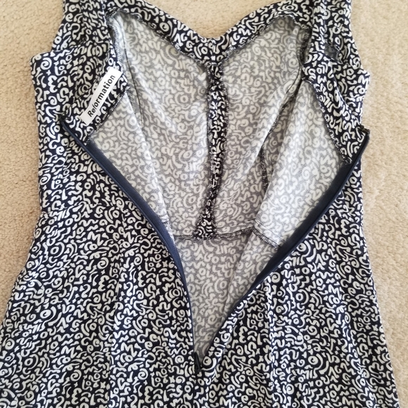 Reformation Fairfax Blue And White Doodle Mini Dress Size 2 - Picture 5 of 16